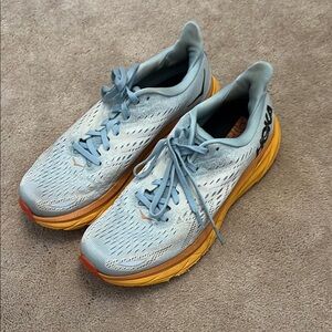 EUC Hoka Clifton size 8.5 Light Blue and Orange